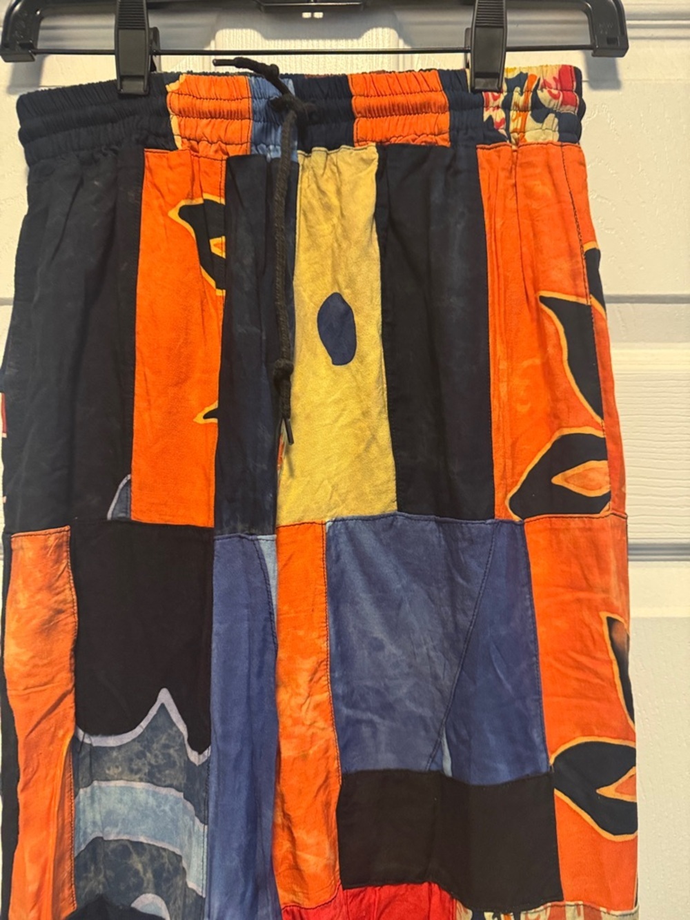 Patchwork Multicolor Boho Lounge Pants - Vibrant Orange & Blue - Picture 2 of 11